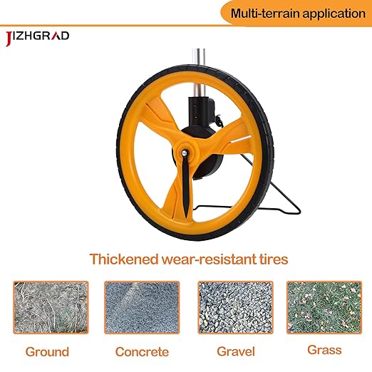 Measuring Wheel Digital Display ±0.3% High Accuracy, 12.5 '' Foldable Distance Measuring Wheel in Feet/Meter, 0.98 Inch Diameter Steel Pipe, Can Store 5 Datas, with Rainproof Backpack