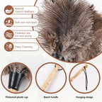 Ostrich Feather Duster 14" Natural Handheld Reusable Feathers Dusters with Wooden Handle for Cleaning Supplies Home Car Office