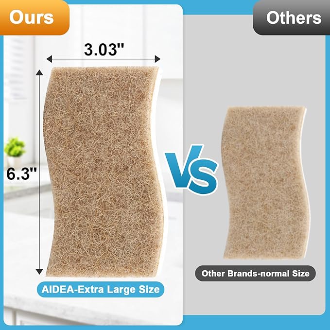 AIDEA XL Scrub Sponges Non-Scratch, 24Count, Large Natural Sponge for Non Stick Cookware, Sponges Kitchen, Cellulose Cleaning Sponge for Dishes, Kitchen, Bathroom, Household