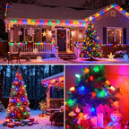 C9 Christmas Replacement Lights Bulbs, 25 Pack Multicolor Ceramic Light Bulbs for Christmas Outdoor Indoor String Light, Xmas Holiday Patio Party Decorations(E17 Socket Base 7w)