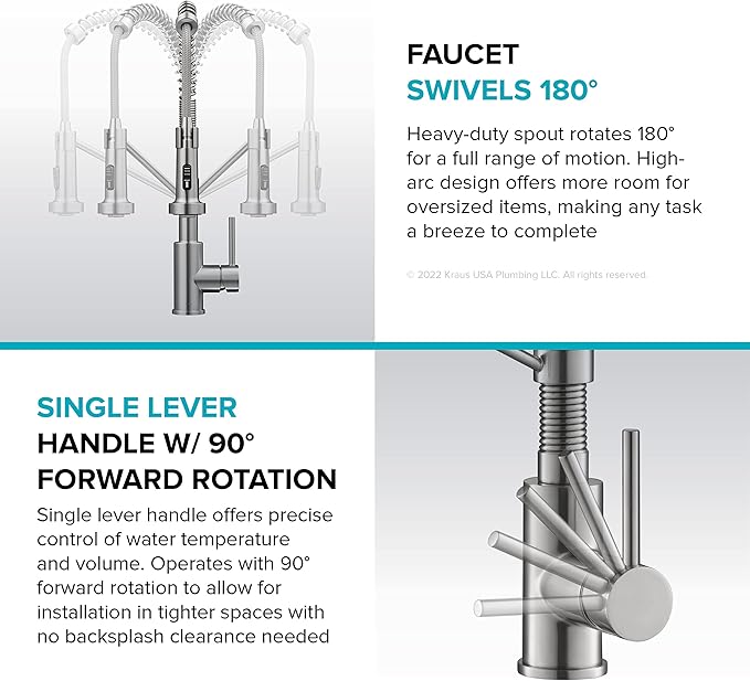 KRAUS Bolden Commercial Style 2-Function Single Handle Pull Down Kitchen Faucet in Brushed Brass/Matte Black, KPF-1610BBMB