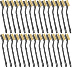 Jeffbaubl 30 Pieces Mini Wire Brush,6.7 Inch Brass Brush,Curved Handle Masonry Brushes Wire Bristle,Wire Brushes Scratch Brush for Cleaning Welding Slag and Rust Tool