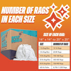 Arkwright W43 Cotton Tshirt Rags - 10 lb Bag - Soft Lint Free Cloths for Cleaning, Streak & Scratch-Free, Professional Grade Wiping Towels for Polishing, Painting, and Staining, White