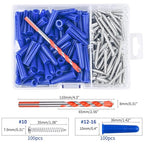 Concrete Anchors Kit - 100Pcs Drywall Anchors & 100Pcs Screws with Bit for Stucco, Masonry, Brick & Dry Wall