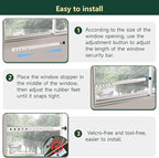 Window Security Bars Adjustable, Window Bars Security Inside Vertical, Heavy Window Ac Lock Bar with Rubber Feet for Up and Down Windows, 17-33 inch Double Hung Window Stopper -2 PCS Patented