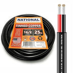 National Wire&Cable - 16/2 Tinned Copper Professional Wire (25 Feet) 16 AWG Gauge Stranded PVC Cord - 2 Conductor Electrical Wire - Made in USA - CL Rated/ETL Listed - LED Light, Low Voltage Cable