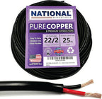 NATIONAL Wire & Cable – 22 AWG 2-Conductor Premium Copper Wire, 25 ft, Stranded | Made in USA, Flexible Jacket | Electronics, Alarms, Signal Wiring, DIY, Indoor and Outdoor Use