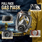 Gas Mask, Gas Masks Survival Nuclear and Chemical with 40mm & 6001 Activated Carbon Filter, Full Face Respirator Mask for Gases, Vapors, Dust, Chemical（2 pcs）