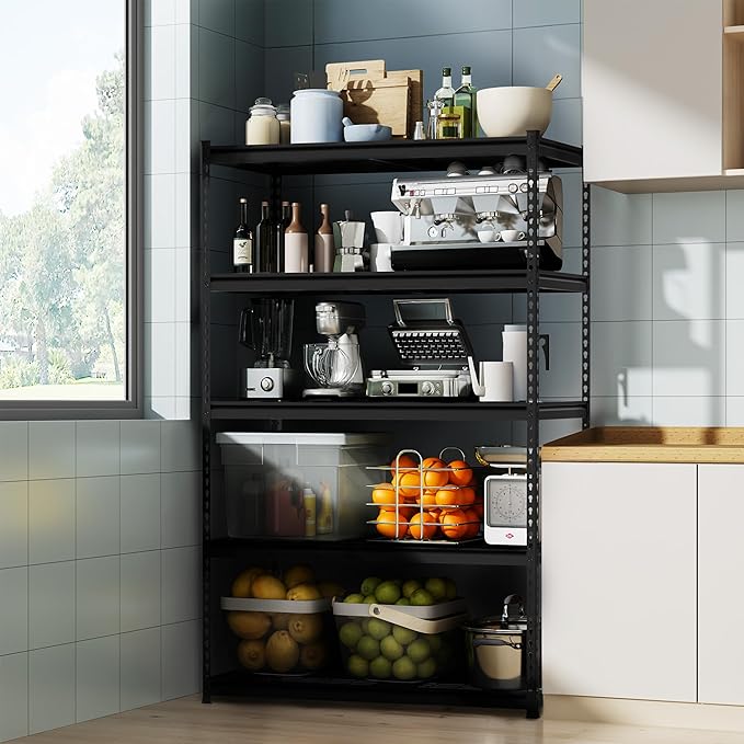 WORKPRO 5-Tier Metal Shelving Unit, 48”W x 24”D x 72”H, Heavy Duty Adjustable Storage Rack, 4000 lbs Load Capacity (Total), for Garage, Basement, Warehouse, Workshop