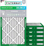 Filterbuy 20x36x2 Air Filter MERV 8 (MPR 700) Dust Defense Replacement (6-Pack), Electrostatic Pleated HVAC AC Furnace Filters, Made in USA (Actual Size: 19.50 x 35.50 x 1.75)