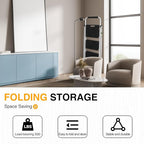 3 Step Ladder, Portable Steel Folding Step Stool with Wide Anti-Slip Pedal & Convenient Handgrip, 500lbs Sturdy Steel Ladder, White