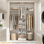 48" Small Closet Organizer, 4FT Closet System for Small Closets with 4 Hanging Rods & 3 Shelves, 80"H Small Closet Organizers and Storage for Bedrooms, Cloakrooms, White