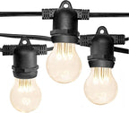 Hometown Evolution, Inc. E26 Commercial String Lights with 16 Gauge Wire (50 Foot 25 Socket, A15 LED 9 Diode 1 Watt Bulbs)