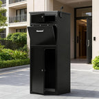 Package Delivery Box for Outside, Cold-Rolled Steel 2-in-1 Anti-Theft Lockable Package Mailbox, Extra Large Parcel Drop Box for Packages & Mails, Weatherproof Rustproof Outdoor Delivery Box