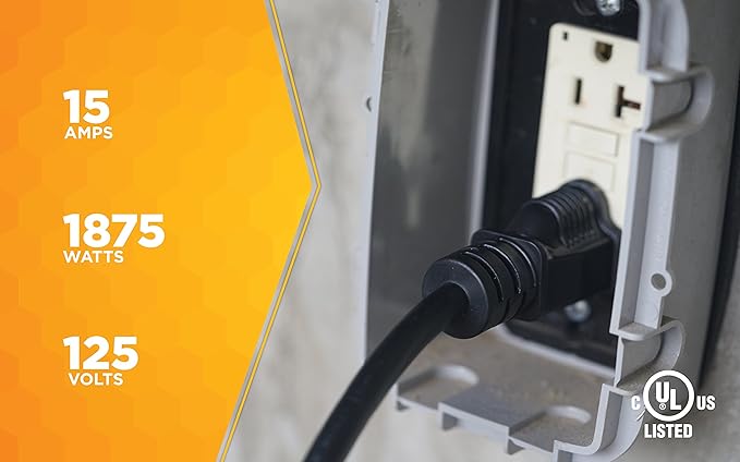 Southwire AgriPro Medium Duty Extension Cord - 14/3 Gauge - Tri-Tap Outlets - Water Resistant Vinyl Jacket - Flexible All-Weather Cord - UL Listed - 25 Foot