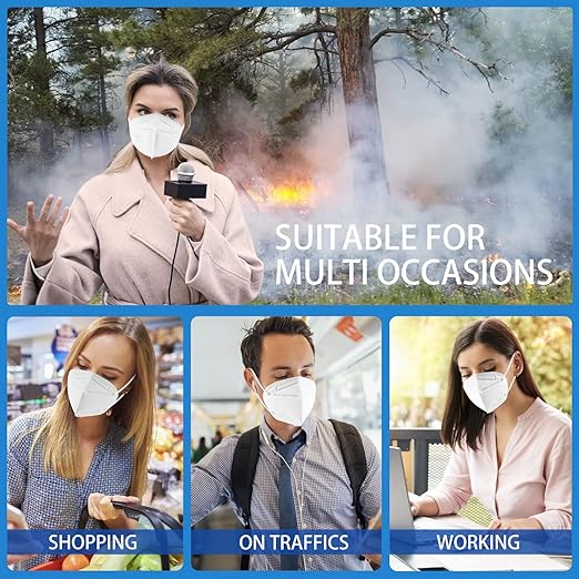 Hotodeal KN95 Face Mask 40 PCs, White, 5 Layers Cup Dust Mask, for Men, Women, Healthcare Worker, Essential Workers