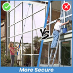 30ft High Ceiling Duster Kits with 5-24ft Heavy Duty Extension Pole - Fan Blade Cleaner, Cobweb Remover & Blue Window Squeegee Kit, Washable Dust Brush for High Roof and Glass Surfaces