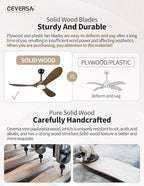 60 Inch Outdoor Ceiling Fans with Lights and Remote, 3 Blades Wood Propeller Rustic Grey Ceiling Fans, Quiet Noiseless DC Motor, for Farmhouse,Living Room,Bedroom,Indoor