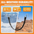 Rubber Bungee Cords with Hooks, 100% EPDM Bungee Cord with 150% Max Stretch, 15", 21", 31" (20 Pack) Heavy Duty Bungee Straps for Securing Tarps, Canvases, Cargo, Motorcycle, Weatherproof