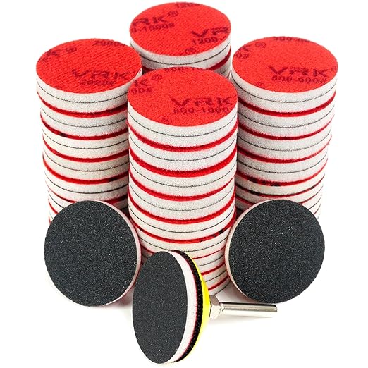 64 PCS 2 Inch Sanding Disc Pad,Hook and Loop Sanding Pads 180 to 3000 Wet Dry Sponge Sandpaper with 1/4” Shank for Drill Sanding Grinder Rotary Tools Curved Surface Polishing and Sanding