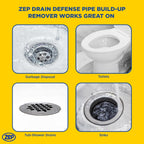 Zep Drain Defense Pipe Build-Up Remover - 64 oz (Case of 8) ZLDC64 - Professional Strength Liquid Pipe Build Up Remover