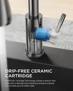 FORIOUS LED Kitchen Faucet with Pull Down Sprayer, Chrome Single Handle Stainless Steel Traditional Sink Faucets with LED Light Sprayer Head, Suitable for Farmhouse Laundry Camper Rv Bar