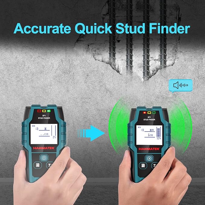 HANMATEK Stud Finder Wall Scanner Detector with Pro Smart Sensor,Audio Alarm and HD LCD Display,5 in 1 Upgrade Wood Exact Mode Stud Finder Tool for The Center Edge of Metal,Studs,AC Wire,Pipe