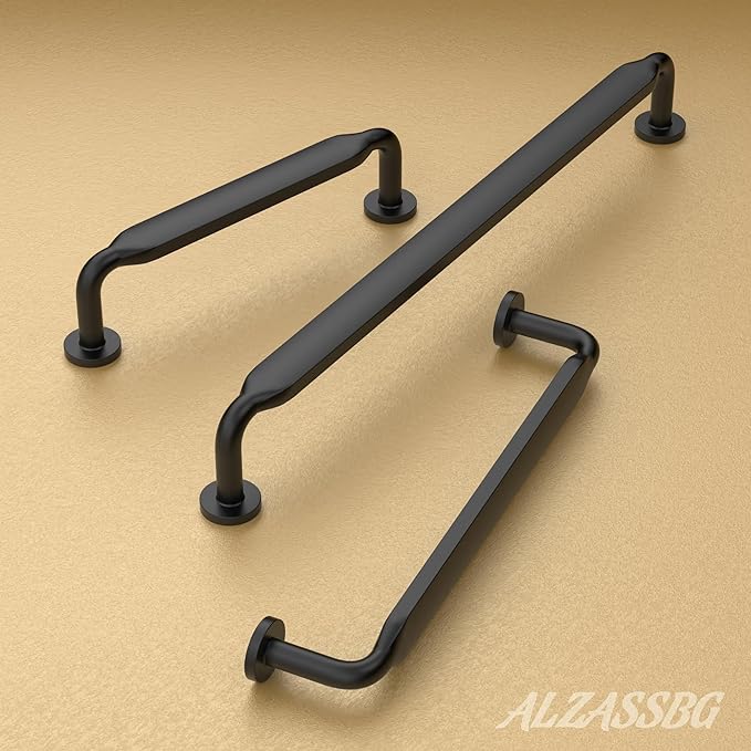 Alzassbg 10 Pack Matt Black Cabinet Handles, 7-1/2 Inch(192mm) Hole Centers Arch Modern Cabinet Pulls Kitchen Cabinets Hardware for Cabinets and Drawers AL3503MB