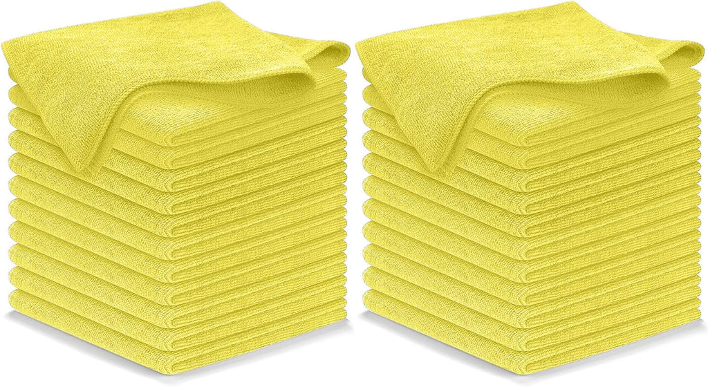 USANOOKS Microfiber Cleaning Cloth Yellow - 24 Pcs 12.5"x12.5" - High Performance - 1200 Washes, Ultra Absorbent Towels Weave Grime & Liquid for Streak-Free Mirror Shine - Car Washing Cloth