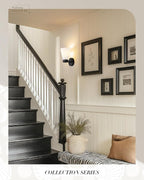 Bathroom Wall Sconce Set of Two, HWH Wall Vanity Light with Frosted White Striped Shade, Industrial Wall Lamp Matte Black for Bathroom Doorway, 5HZG97B-2PK BK