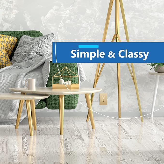 LIDER Matte Finish Decorator Switch Cover, Screwless Wall Plate, Mid-Size 1-Gang 4.88" x 3.11", Unbreakable Polycarbonate Thermoplastic, UL Listed, LSWP-31M-GD5P, Gold, 5 Pack