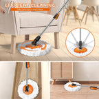 Spin Mop and Bucket with Wringer Set, Double Bucket Separate Dirty Water, 360° Spinning Mop System with 3 Microfiber Mop Heads, Clean Water Mop Set for Floor Cleaning