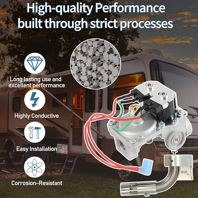 93844 RV Water Heater Solenoid Gas Valve & 91638 Main Burner Kit, Compatible with Atwood 6-Gallon Models G6A-8E, G6A-6E, GCH6-4E, GH6-6E, GCH6A-7E, GC6AA-10E, Replaces# 93844, 93870, 93321, 92078