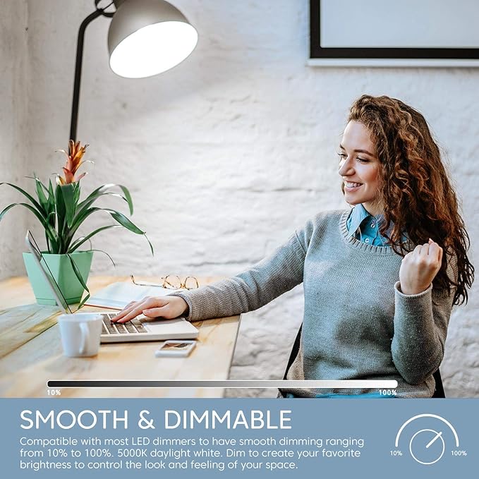 Linkind A19 LED Light Bulbs Dimmable, 60W Equivalent Light Bulbs, 9W, 5000K Daylight, 840 Lumens LED Bulbs, E26 Standard Base, 120V, Lighting for Bedroom Living Room Home Office, 6 Packs