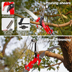 Suchtale 10ft Pole Saw, Manual Tree Pruner with Sharp Steel Blade, Trimmer with Scissors and High Strength Lightweight Handles for Pruning High Branches, Shrubs and Twigs at Forest Yard Garden Patios
