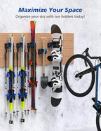 Ski Wall Mount, Ski Snowboard Storage Rack Tool Organizers Wall Mount, Ski Storage Rack for Garage Organizer, Fits Any Ski or Snowboard, Heavy Duty Nonslip Snowboard Wall Storage Rack - Blue
