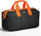 Wide Mouth Tool Bag, Heavy Duty Tool Bags for Men, 12-Pocket Portable Empty Tool Box Organizer Storage for Mechanic, Electrician, 17.3 inch, 600D Oxford, Orange
