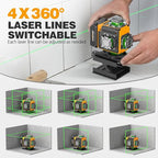 Alloyman Laser Level 360 Self Leveling with Tripod, 16 Lines Green Laser 4x360° Lazer Leveler Tool, 4D Laser Level for Picture Hanging and Construction, Includes Strong Magnetic Bracket