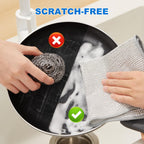 JOYMOOP Dual-Sided Silver Microfiber Cleaning Cloth, Reusable Non-Scratch Dishwashing Rag, Multipurpose Scrubbing Pads for Kitchen, Glass, Stainless Steel