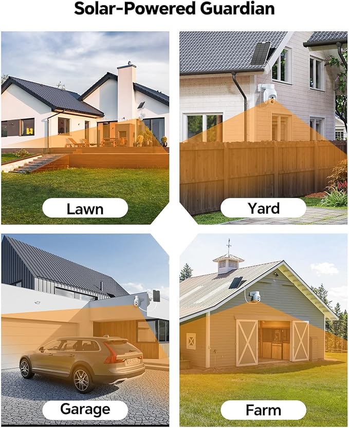 Solar Security Cameras Wireless Outdoor, 2K 360° View Solar Powered WiFi 4MP Security Camera for Home Security with Color Night Vision, PIR Detection, 2-Way Audio, Motion Alert, Easier to use