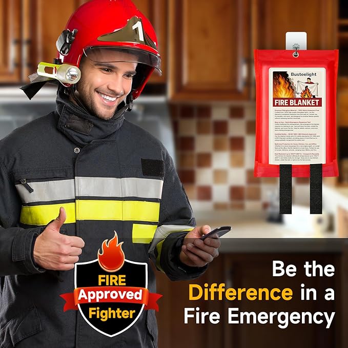 Emergency Fire Blanket for Home and Kitchen Safety - 100% Glass Fiber 40 * 40 Inches Fire Blanket for Kitchen, Car, Office, and School - Fire Blankets Emergency for Home (4 Pcs)