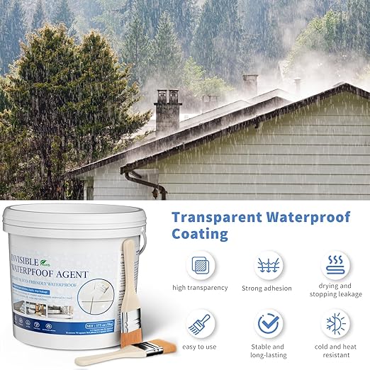 Transparent Waterproof Coating 175 Oz (5 KG), Invisible Waterproof Agent, Water-Based Repairing Leak Water Proof Glue, Indoor & Outdoor Liquid Sealant