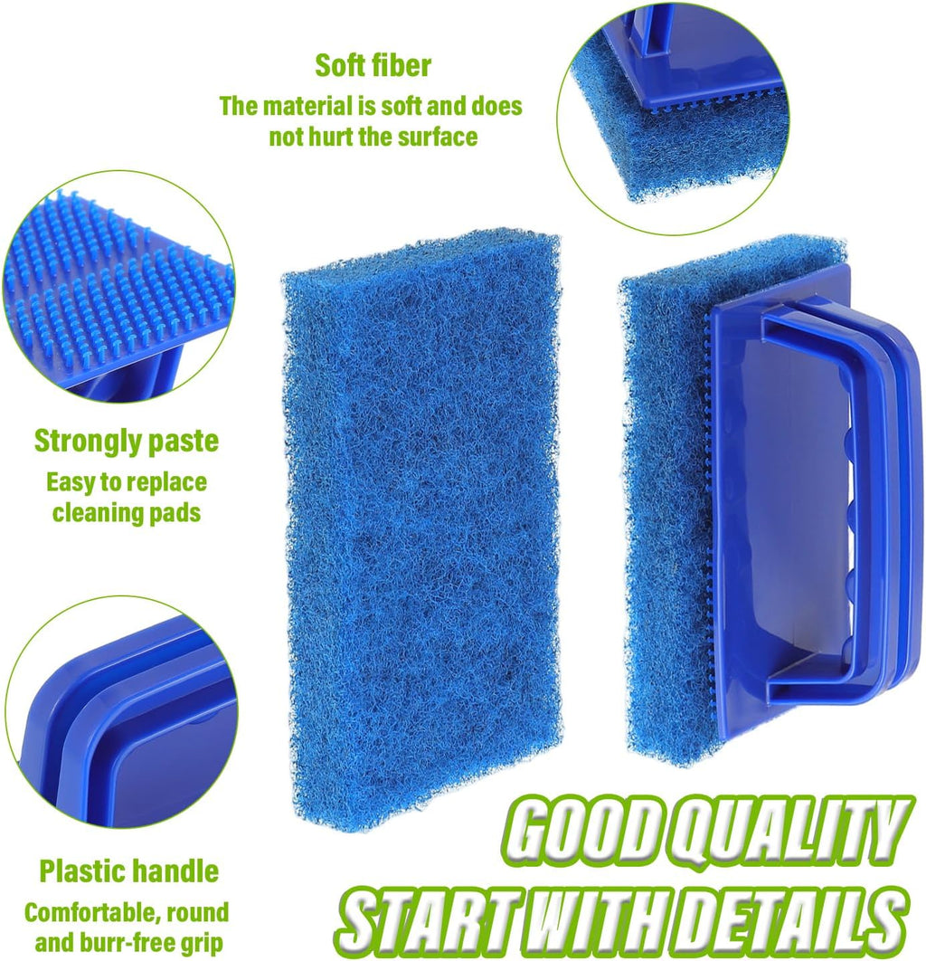 5 Pack Electric Cleaning Brush Pad Kitchen Bathroom Household Cleaning Pad Swimming Pool Wall Cleaning Brush Heavy Duty Griddle Scrubber Scouring Pad and 1 Pack Handle kit(Blue)