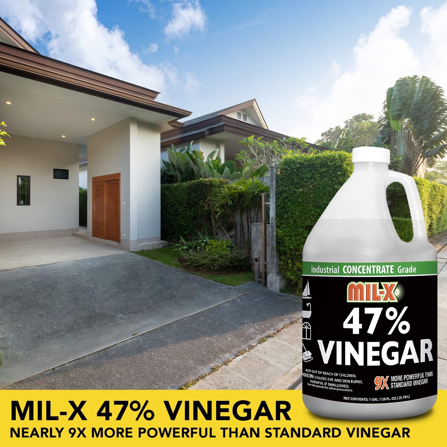 MIL-X 47% Concentrated Vinegar, Extra Strength Industrial Grade, 1 Gallon