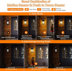 Motion Sensor Outdoor Lights - Retro Dusk to Dawn Outdoor Lighting, Advanced LED Motion Sensor Porch Light Fixtures, Black Waterproof Exterior Lantern Wall Mount for Front Garage, Entryway Anti-Rust