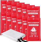 Mondoshop Fire Blanket for Home Kitchen Camping 12 Pack Emergency Fire Blanket Fire Resistant Blanket for Grill, Car, Office, Warehouse, School, Picnic, Garages, Workshops