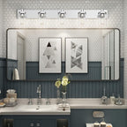 Aipsun Chrome Bathroom Light Fixtures 5 Light Vanity Wall Light with Clear Glass Shade