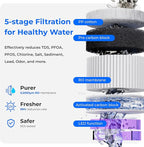 Waterdrop WD-A2 Countertop Reverse Osmosis System, Hot and Cold RO System, Portable Pure Water Tank, Bottleless Water Cooler, 6 Temperature Settings, Hot Cold Room Water, 3:1 Pure to Drain
