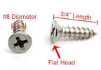 Bolt Dropper No. 8 x 3/4" Stainless Steel Flat Head Phillips Wood Screw, (100 pc), 18-8 (304) Stainless Steel Sheet Metal Screws- Type A Point, Plain Finish