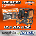 Amartisan 86-Piece Magnetic Screwdrivers Set with Case, Includs Slotted, Phillips, Hex, Pozidriv,Torx and Precision Screwdriver Set, Magnetizer Demagnetizer Tools, Tools for Men